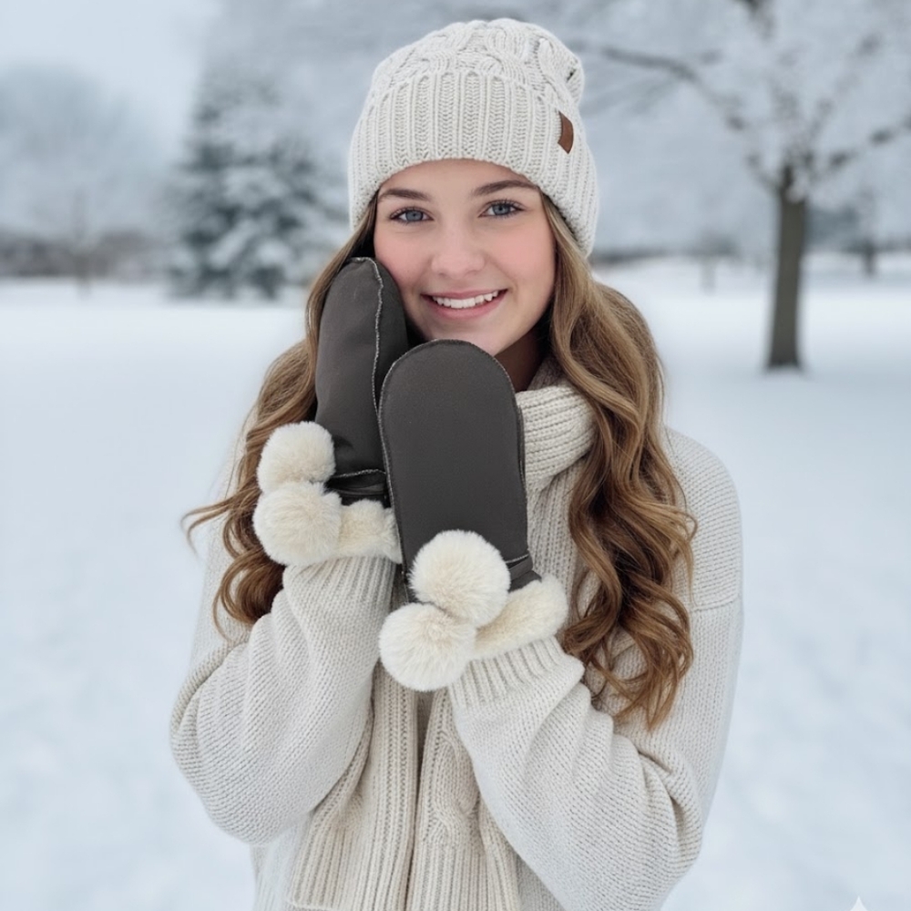 Surell Faux fur mittens. Suede Like Material. Small Or Medium Size.